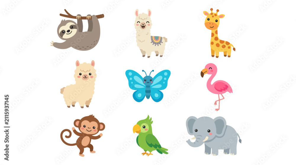 Fototapeta premium Cute cartoon animals collection