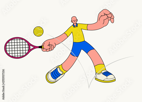 Tennis Player playing on the Court