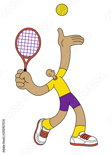 Tennis Player Serving in Simple Flat Style