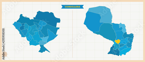 Foto Cordillera Department Highlighted in Paraguay Map, Modern Paraguay and Cordiller