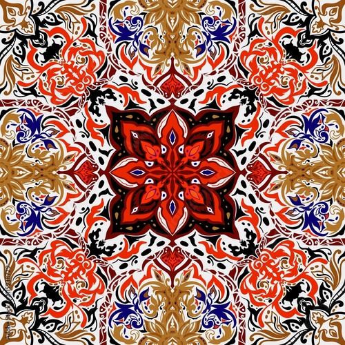 Seamless pattern with cool and unique patterns, bandana pattern, suitable for scarf design, carpet and printing industry
