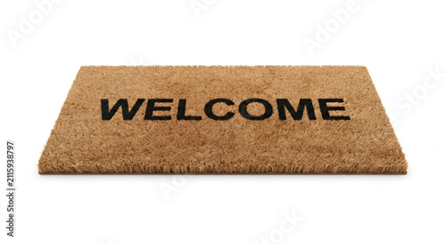 Brown Welcome Doormat Isolated on White Background
