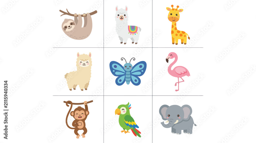 Fototapeta premium Cute cartoon animals collection