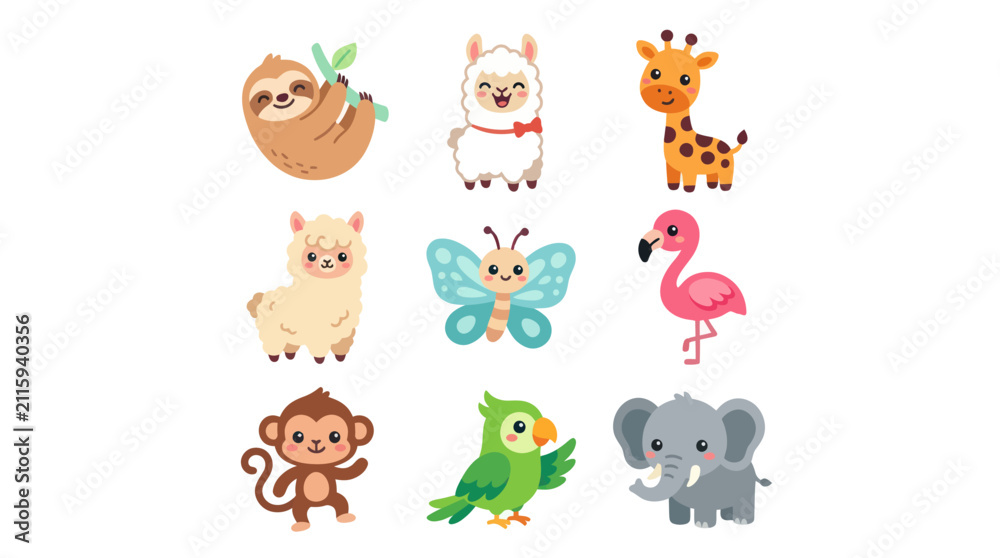Fototapeta premium Cute cartoon animals collection