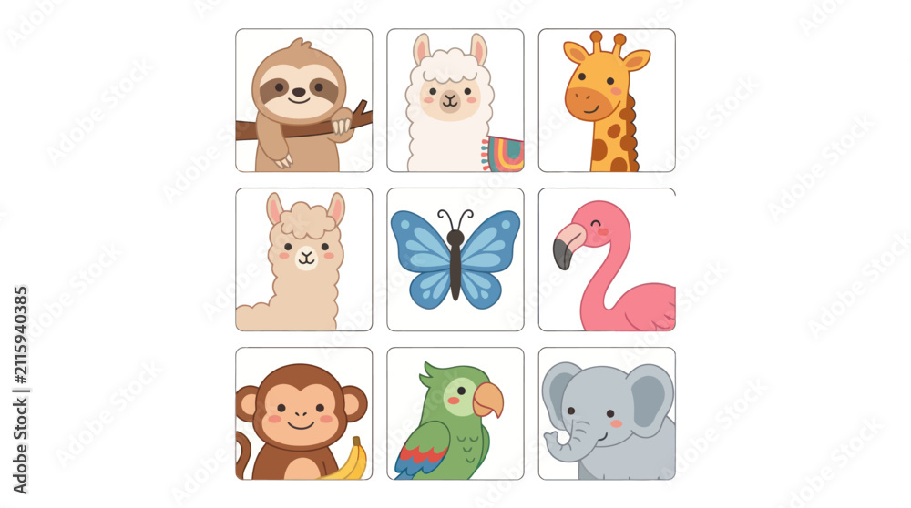 Fototapeta premium Cute cartoon animals collection