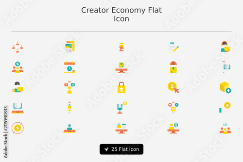 Flat Icons Representing Creator Economy Concepts