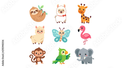 Canvas Print Cute cartoon animals collection