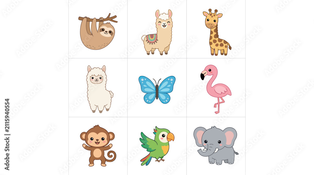 Obraz premium Cute cartoon animals collection