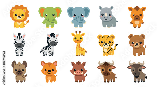 Photography Cute cartoon safari animals collection
