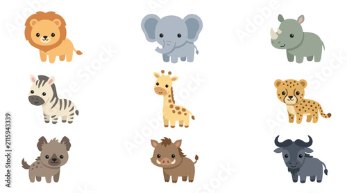 Photography Cute cartoon safari animals collection