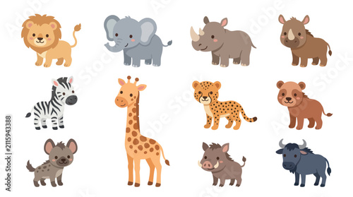 Photography Cute cartoon safari animals collection