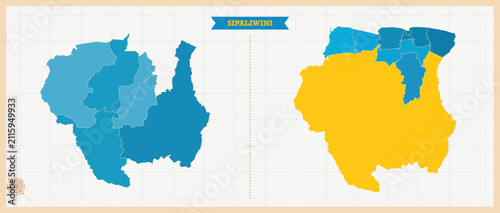 Bild auf Leinwand Sipaliwini District Highlighted in Suriname Map, Modern Suriname and Sipaliwini