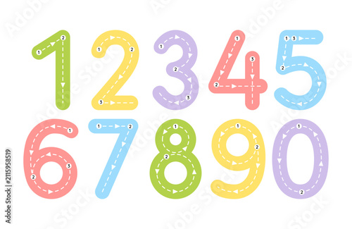 Number tracing guide worksheet for preschool handwriting practice. Learn to Write Numbers 0-9 Tracing for kids and kindergarten