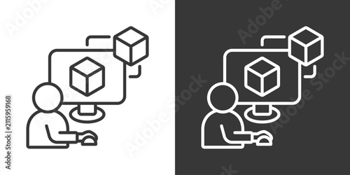 Digital Twin Icon Set Vector Collection Isolated In Black And White