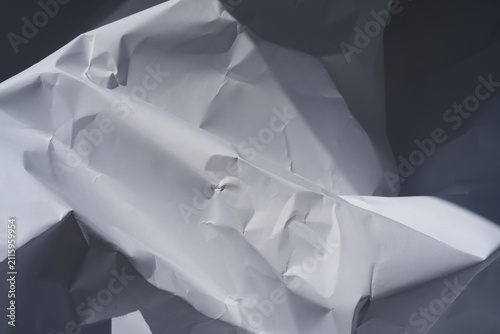 Crumpled White Paper Texture With Folds And Shadows