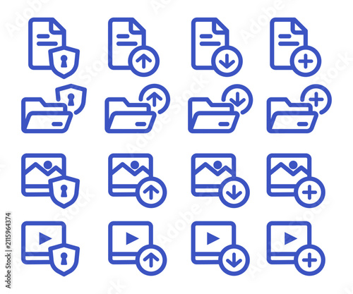 Modern File Management Line Icon Set
