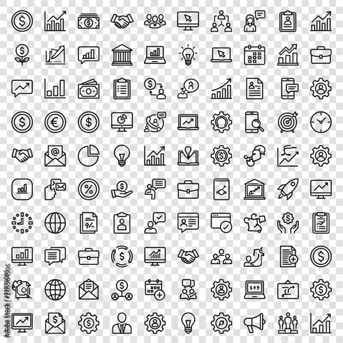 Comprehensive Set of Business and Finance Line Icons for Corporate Design