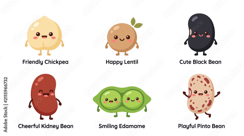 Obraz premium Assorted legumes with smiling faces