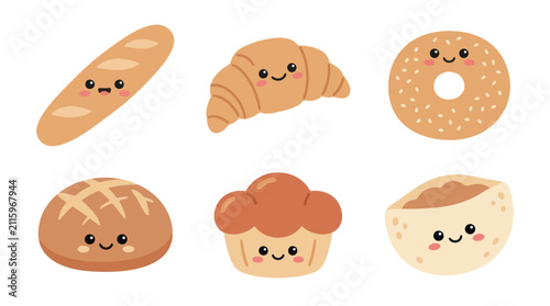 Фотография Cute bakery food characters