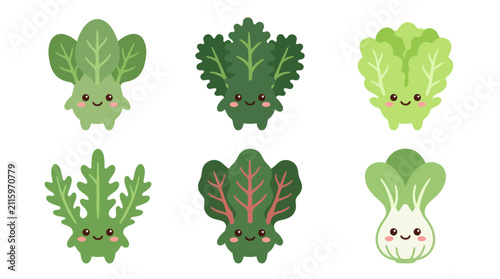 Cute cartoon vegetables with faces