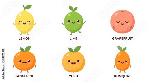 Bild auf Leinwand Cute fruit characters collection