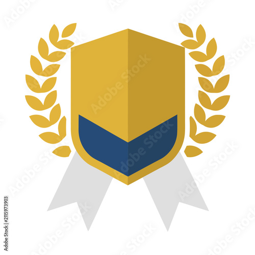 Award Badge with Laurel Wreath and Ribbons