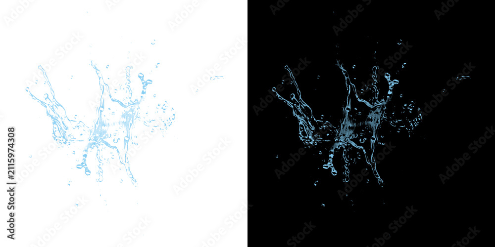 Obraz premium Water splash isolated on white background. Dynamic liquid explosion with clear droplets.