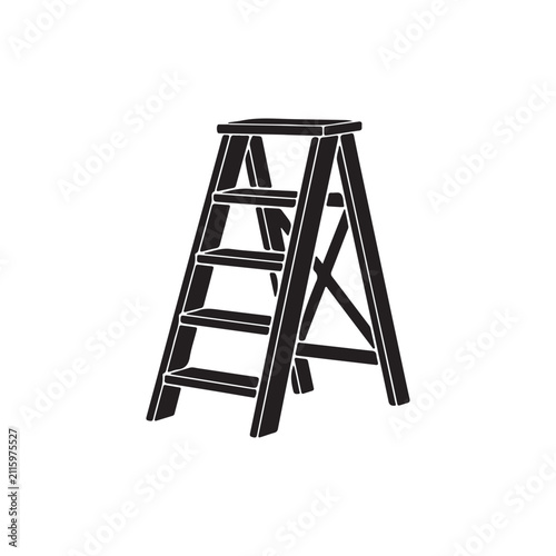 Wooden step ladder silhouette isolated on white background. Step ladder icon vector illustration design.etsy