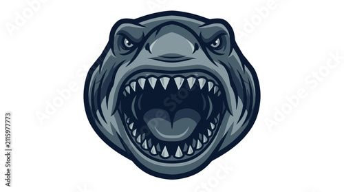 Foto Angry shark head vector mascot logo illustration with open mouth and sharp teeth