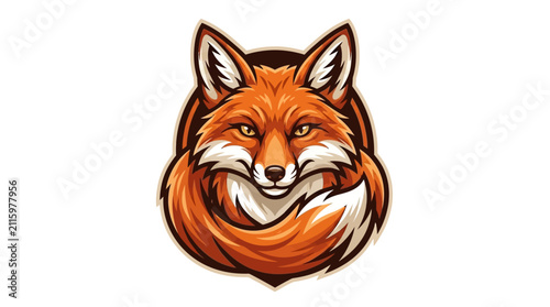 Fotografie Bold illustration of a clever fox, designed as an iconic emblem or mascot, captu