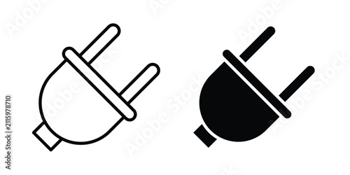Obraz na plátně Power plug icon editable pictograms collection