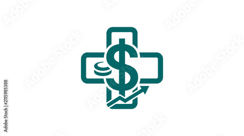 Green dollar sign medical cross logo.
