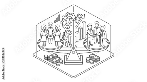 Foto Gender Pay Gap Isometric Illustration
