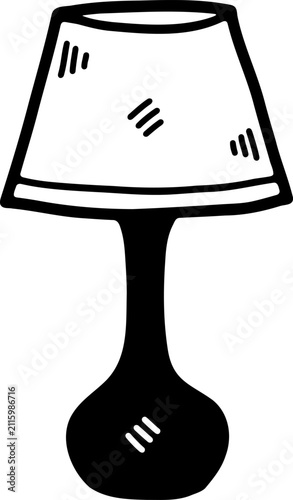 black and white illustration of a Bedside lamp