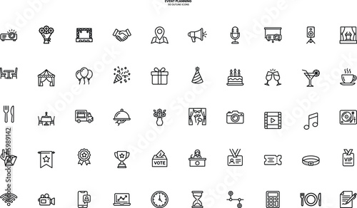 Foto Event planning icon set