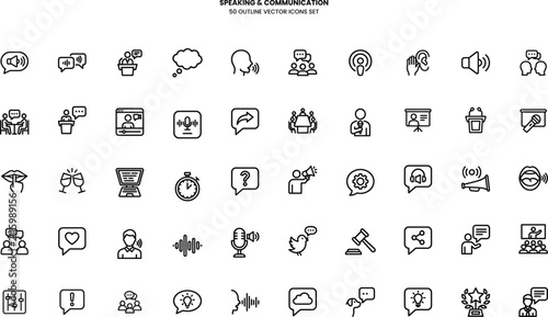 Quadro su tela Speaking icons set