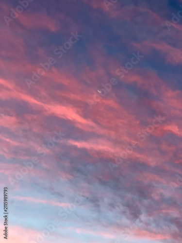 Post sunset clouds and moon.