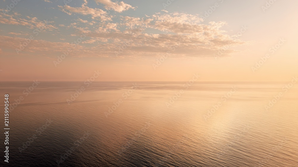 Obraz premium Sunset aerial panorama over a calm ocean in a minimalistic seascape
