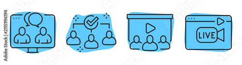 Obraz na płótnie Online meeting and webinar icons representing live presentations