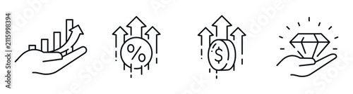 Quadro su tela Growth and finance icons illustrating increase and value