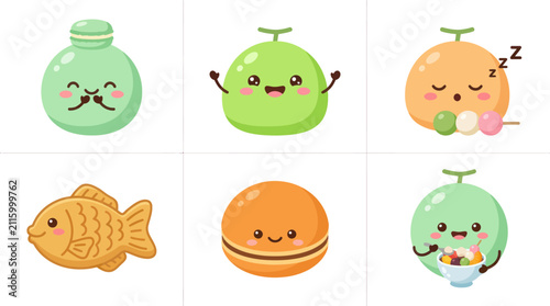 Cute kawaii food characters collection