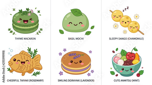 Cute kawaii food characters set