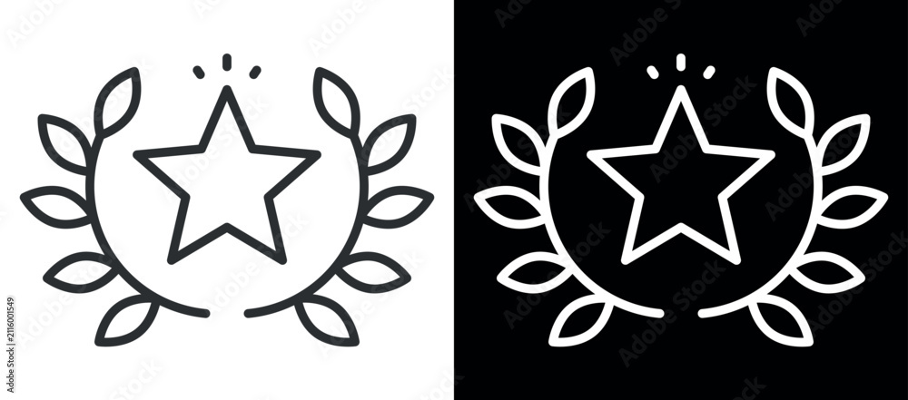 Obraz premium Outline of a star with laurel wreath in minimalist design