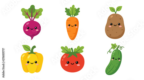 Cute kawaii vegetables collection