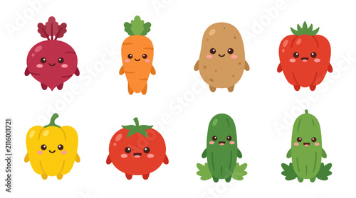 Cute kawaii vegetables collection