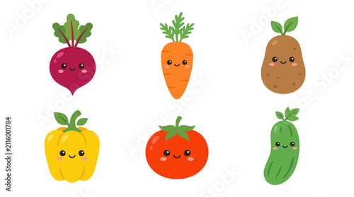 Cute kawaii vegetables collection
