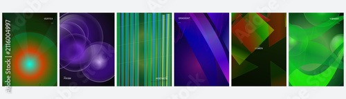 Canvastavla Green and Purple Vertex and Prism Abstract Poster Set with editable vector layou