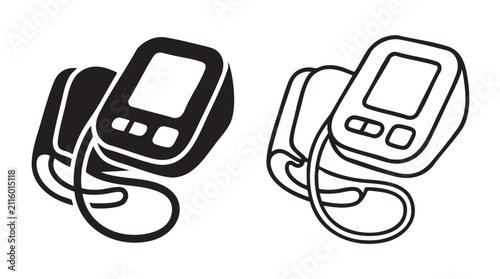 Bild auf Leinwand black silhouette blood pressure monitor outline art vector icon black silhouette