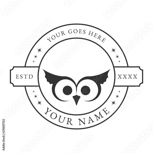 Owl logo design vector black and white