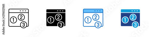 Картината върху платно Numbered Step Guide Multiple Style Icon Design Vector - Browser with numbered ci